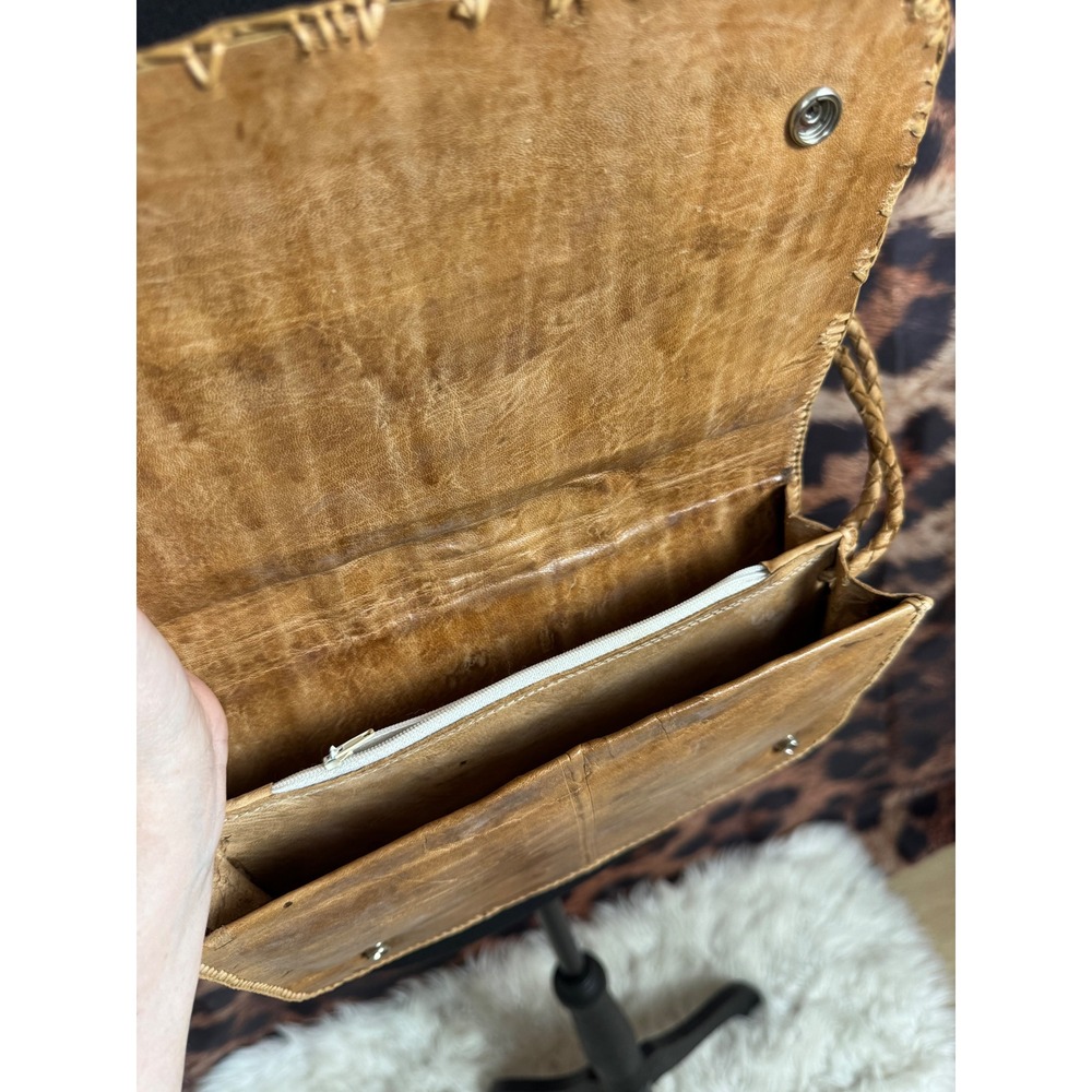Vintage Light Tan Natural 1960's Hornback Alligator Skin Cross Body Shoulder Bag - Picture 8 of 8